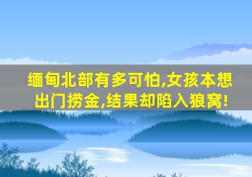 缅甸北部有多可怕,女孩本想出门捞金,结果却陷入狼窝!