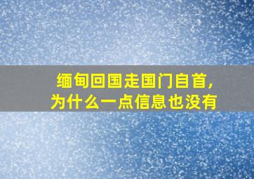 缅甸回国走国门自首,为什么一点信息也没有