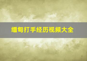 缅甸打手经历视频大全