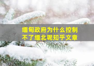 缅甸政府为什么控制不了缅北呢知乎文章