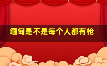 缅甸是不是每个人都有枪