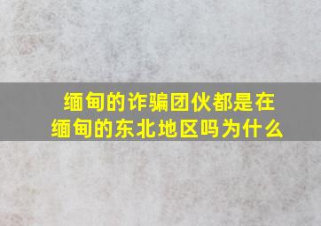 缅甸的诈骗团伙都是在缅甸的东北地区吗为什么