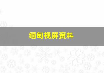 缅甸视屏资料