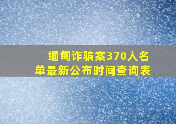 缅甸诈骗案370人名单最新公布时间查询表