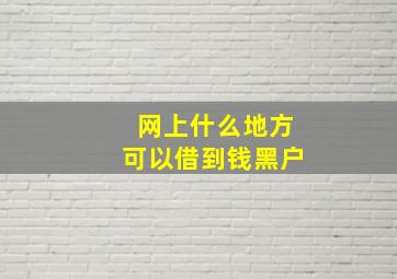 网上什么地方可以借到钱黑户