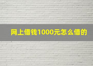 网上借钱1000元怎么借的