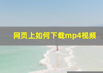 网页上如何下载mp4视频