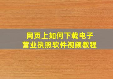 网页上如何下载电子营业执照软件视频教程