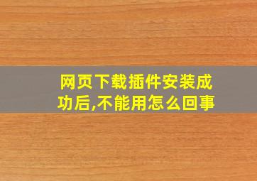 网页下载插件安装成功后,不能用怎么回事