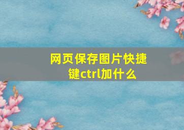 网页保存图片快捷键ctrl加什么