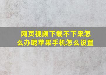 网页视频下载不下来怎么办呢苹果手机怎么设置