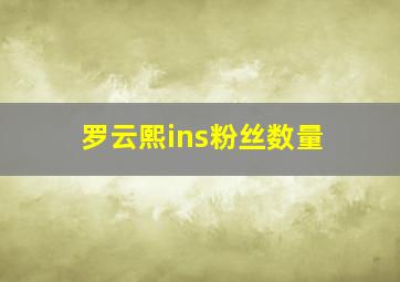 罗云熙ins粉丝数量