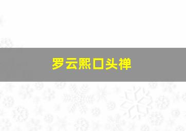 罗云熙口头禅