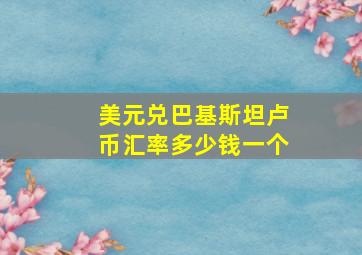 美元兑巴基斯坦卢币汇率多少钱一个