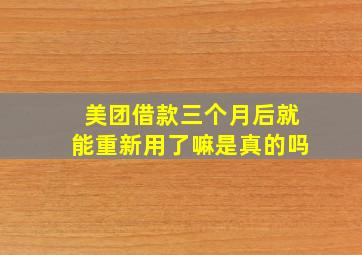 美团借款三个月后就能重新用了嘛是真的吗