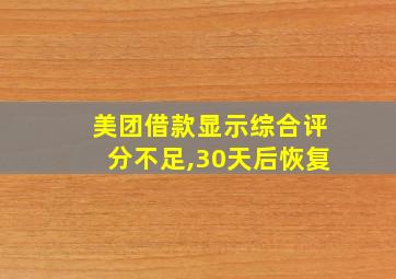 美团借款显示综合评分不足,30天后恢复