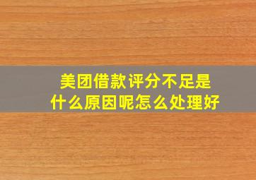 美团借款评分不足是什么原因呢怎么处理好