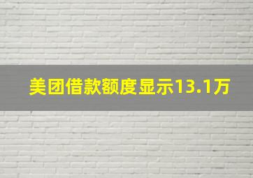 美团借款额度显示13.1万