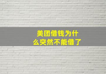 美团借钱为什么突然不能借了