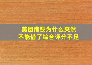 美团借钱为什么突然不能借了综合评分不足