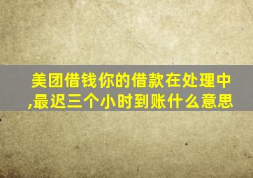 美团借钱你的借款在处理中,最迟三个小时到账什么意思