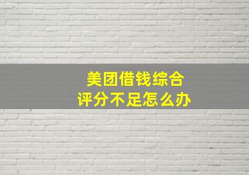 美团借钱综合评分不足怎么办