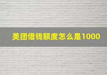 美团借钱额度怎么是1000