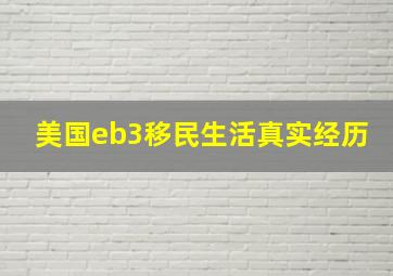 美国eb3移民生活真实经历