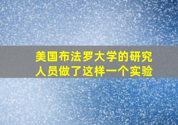 美国布法罗大学的研究人员做了这样一个实验