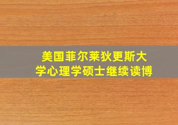 美国菲尔莱狄更斯大学心理学硕士继续读博