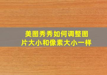 美图秀秀如何调整图片大小和像素大小一样