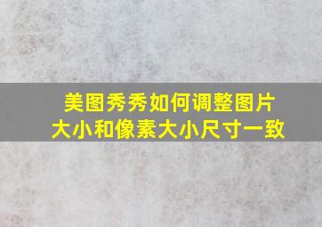 美图秀秀如何调整图片大小和像素大小尺寸一致