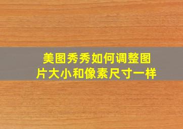 美图秀秀如何调整图片大小和像素尺寸一样