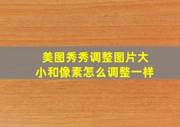 美图秀秀调整图片大小和像素怎么调整一样