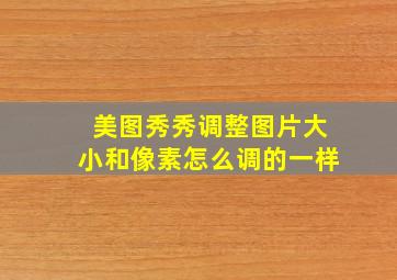 美图秀秀调整图片大小和像素怎么调的一样