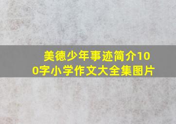 美德少年事迹简介100字小学作文大全集图片