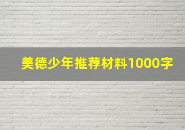 美德少年推荐材料1000字