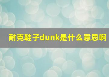 耐克鞋子dunk是什么意思啊