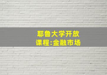 耶鲁大学开放课程:金融市场