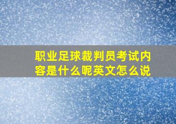 职业足球裁判员考试内容是什么呢英文怎么说