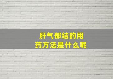 肝气郁结的用药方法是什么呢