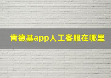 肯德基app人工客服在哪里