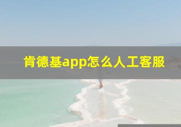 肯德基app怎么人工客服