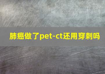 肺癌做了pet-ct还用穿刺吗