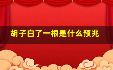 胡子白了一根是什么预兆