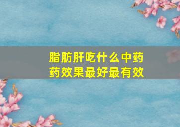 脂肪肝吃什么中药药效果最好最有效