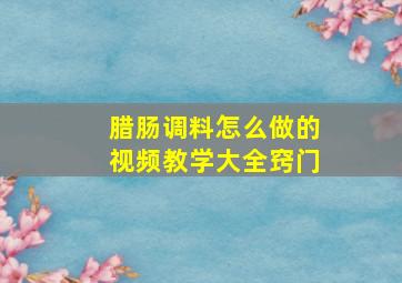 腊肠调料怎么做的视频教学大全窍门