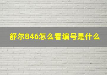 舒尔846怎么看编号是什么