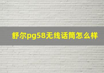 舒尔pg58无线话筒怎么样