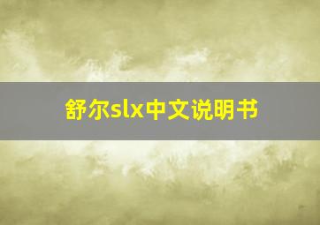 舒尔slx中文说明书